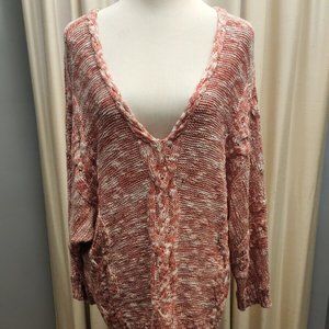 MAURICES Coral w/ Metallic Thread V-Neck Sweater Plus Size 2 NWT